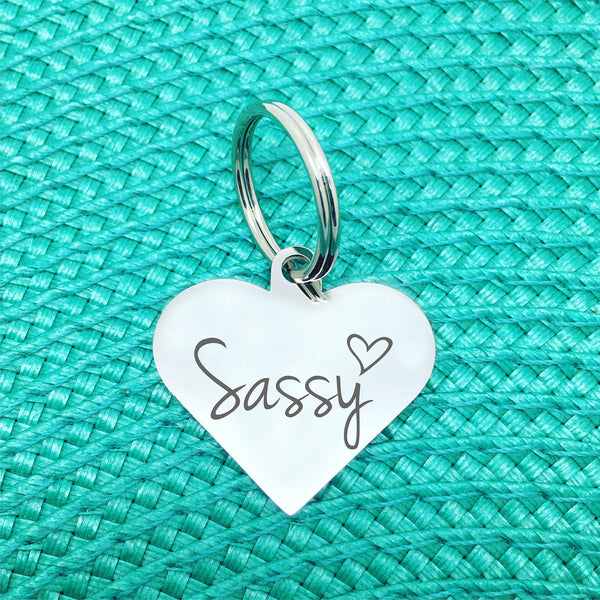 Personalised Dog Tag - Double Sided Heart Shaped Dog Tag - Polly Design