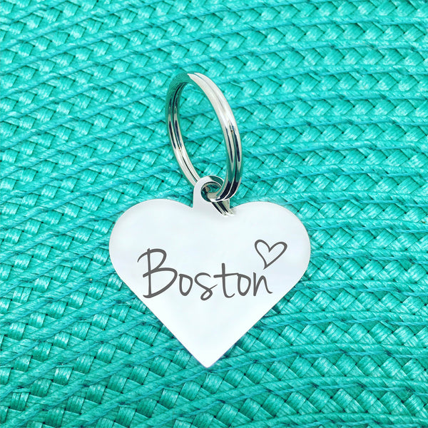 Personalised Dog Tag - Double Sided Heart Shaped Dog Tag - Polly Design