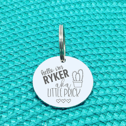 Personalised Pet Tag, 'Little Prick' Design (Personalised Custom Engraved Dog Tag)