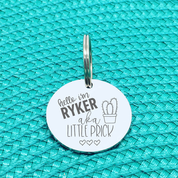 Personalised Pet Tag, 'Little Prick' Design (Personalised Custom Engraved Dog Tag)
