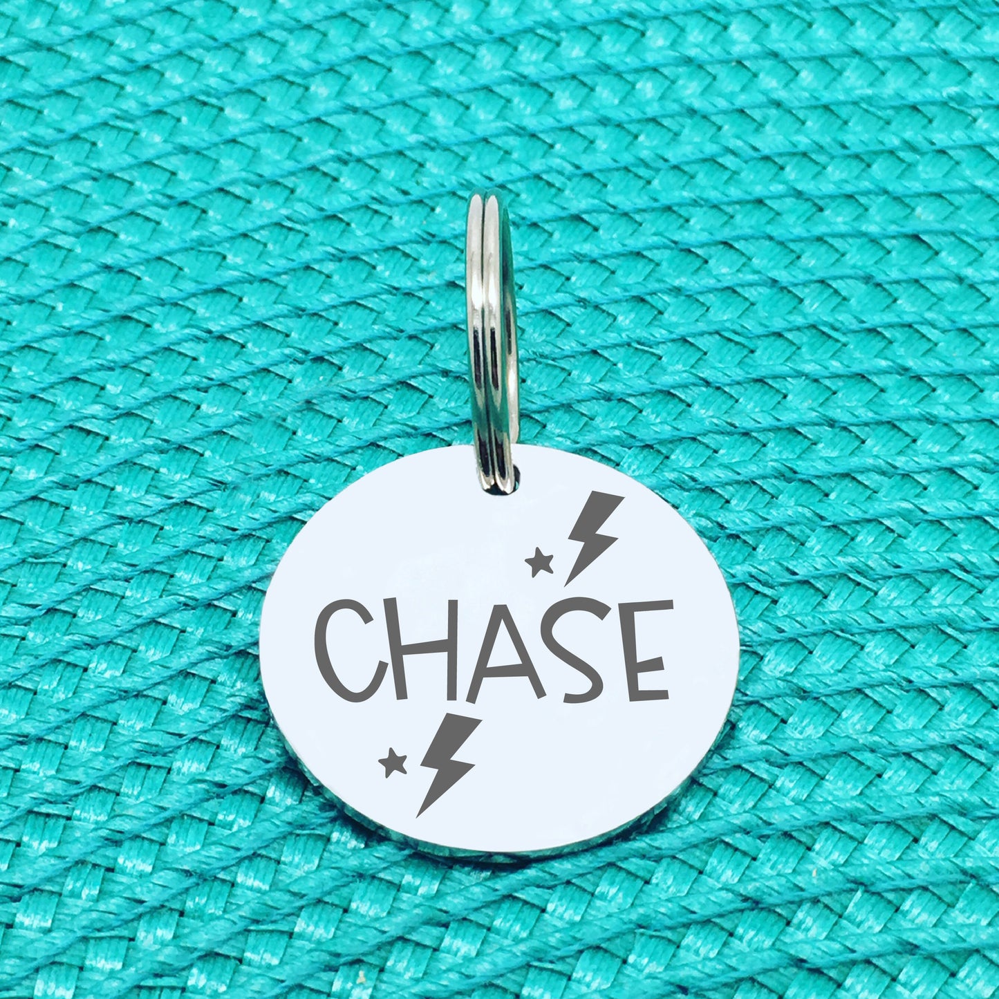 Engraved Personalised Pet Tag, Lightning Bolt Design (Personalised Custom Engraved Dog Tag)