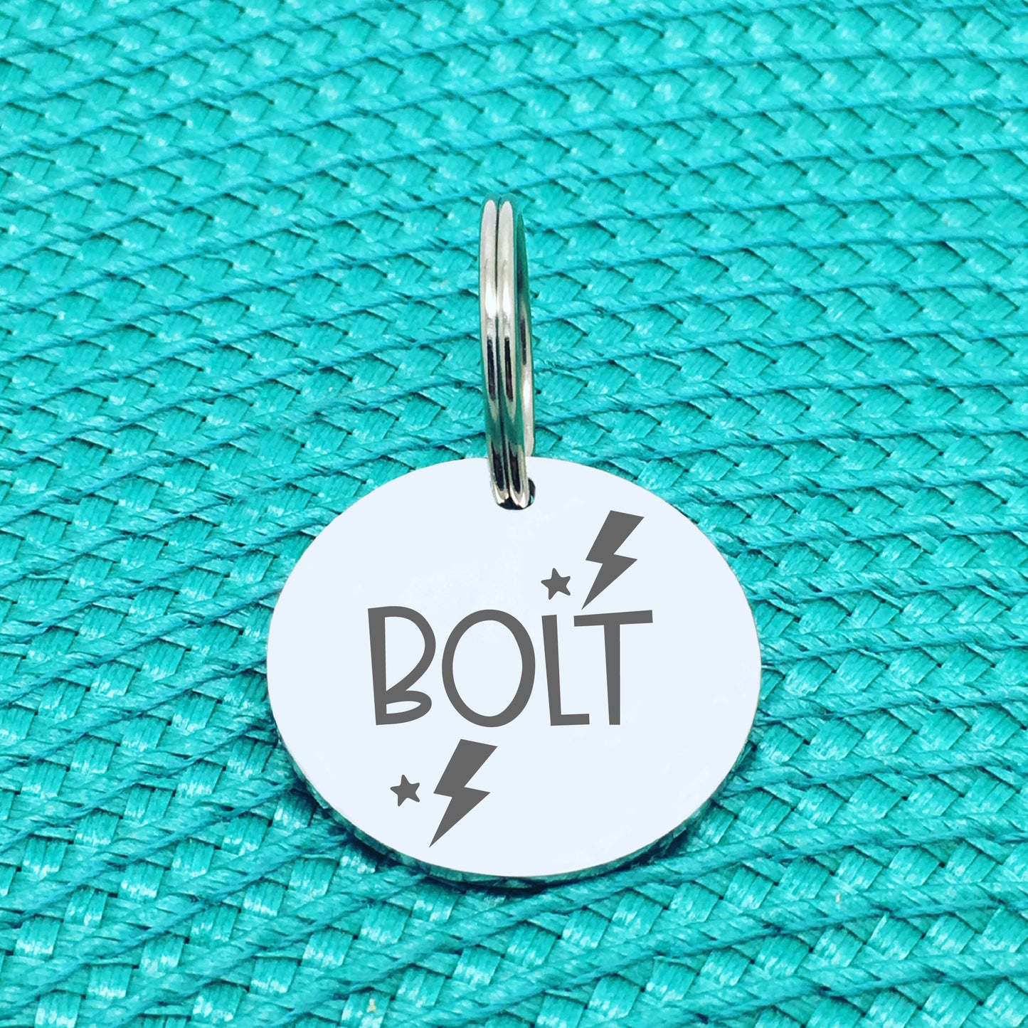 Engraved Personalised Pet Tag, Lightning Bolt Design (Personalised Custom Engraved Dog Tag)