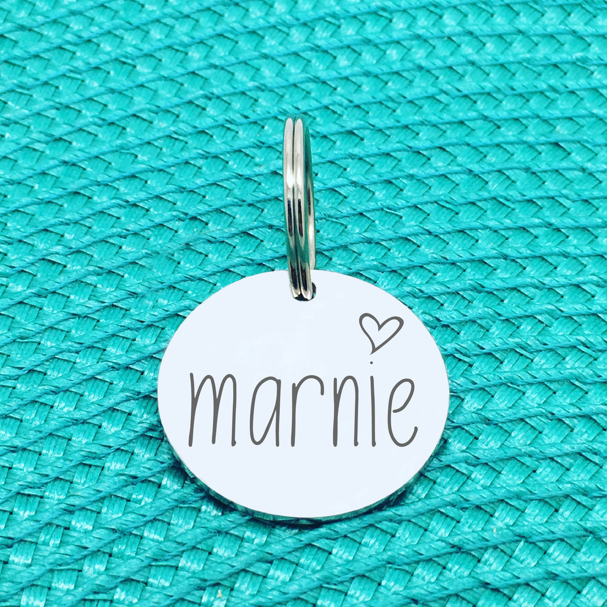Engraved Personalised Pet Tag, 'Marnie' Heart Design (Personalised Custom Engraved Dog Tag)