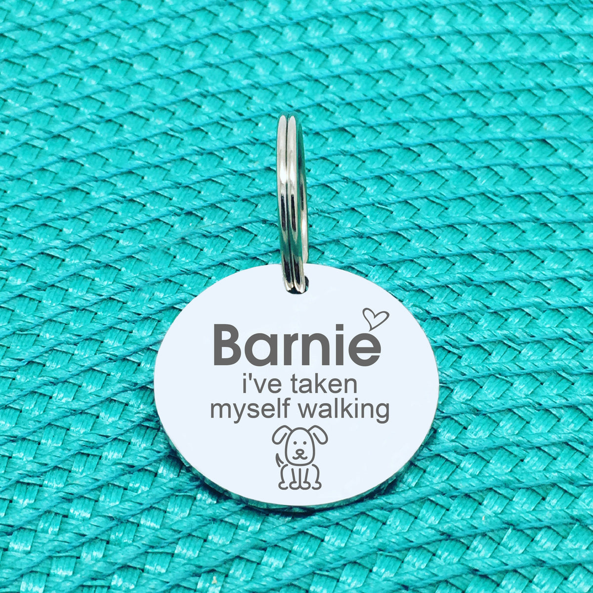 Personalised Pet Tag, 'I've Taken Myself Walking' Design (Personalised Custom Engraved Dog Tag)