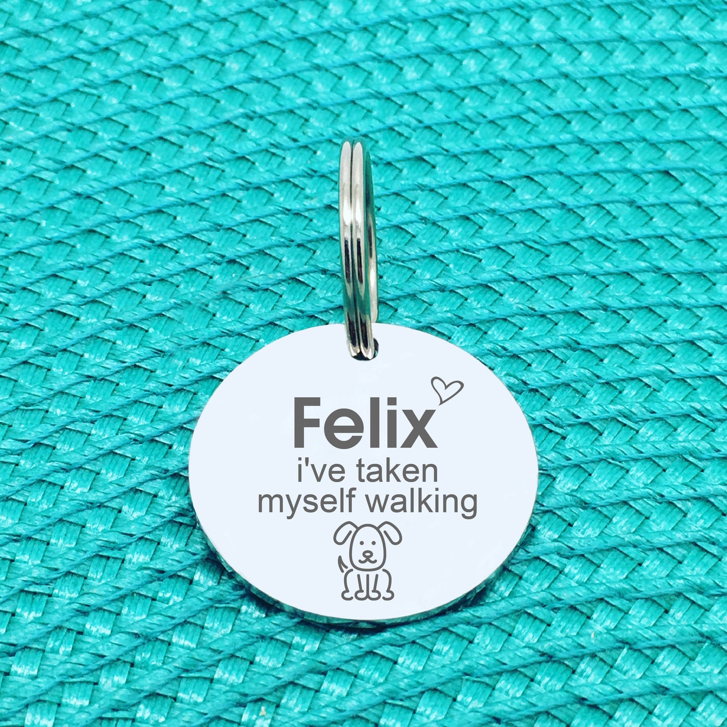 Personalised Pet Tag, 'I've Taken Myself Walking' Design (Personalised Custom Engraved Dog Tag)