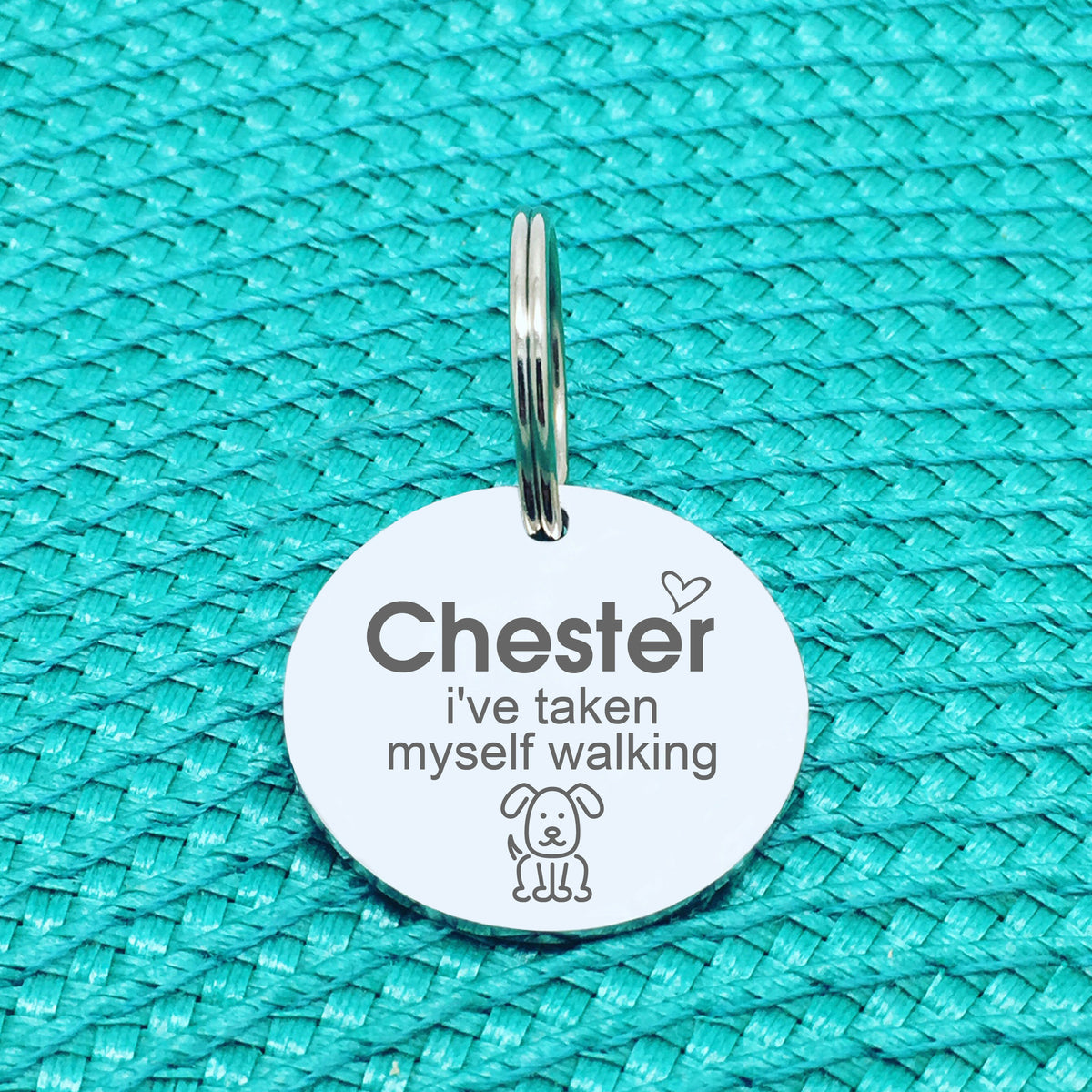 Personalised Pet Tag, 'I've Taken Myself Walking' Design (Personalised Custom Engraved Dog Tag)