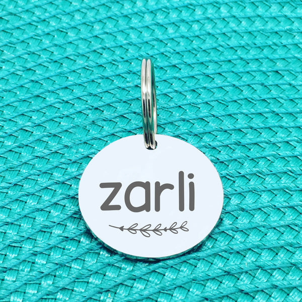 Engraved Personalised Pet Tag, 'Zarli' Branch Design (Personalised Custom Engraved Dog Tag)