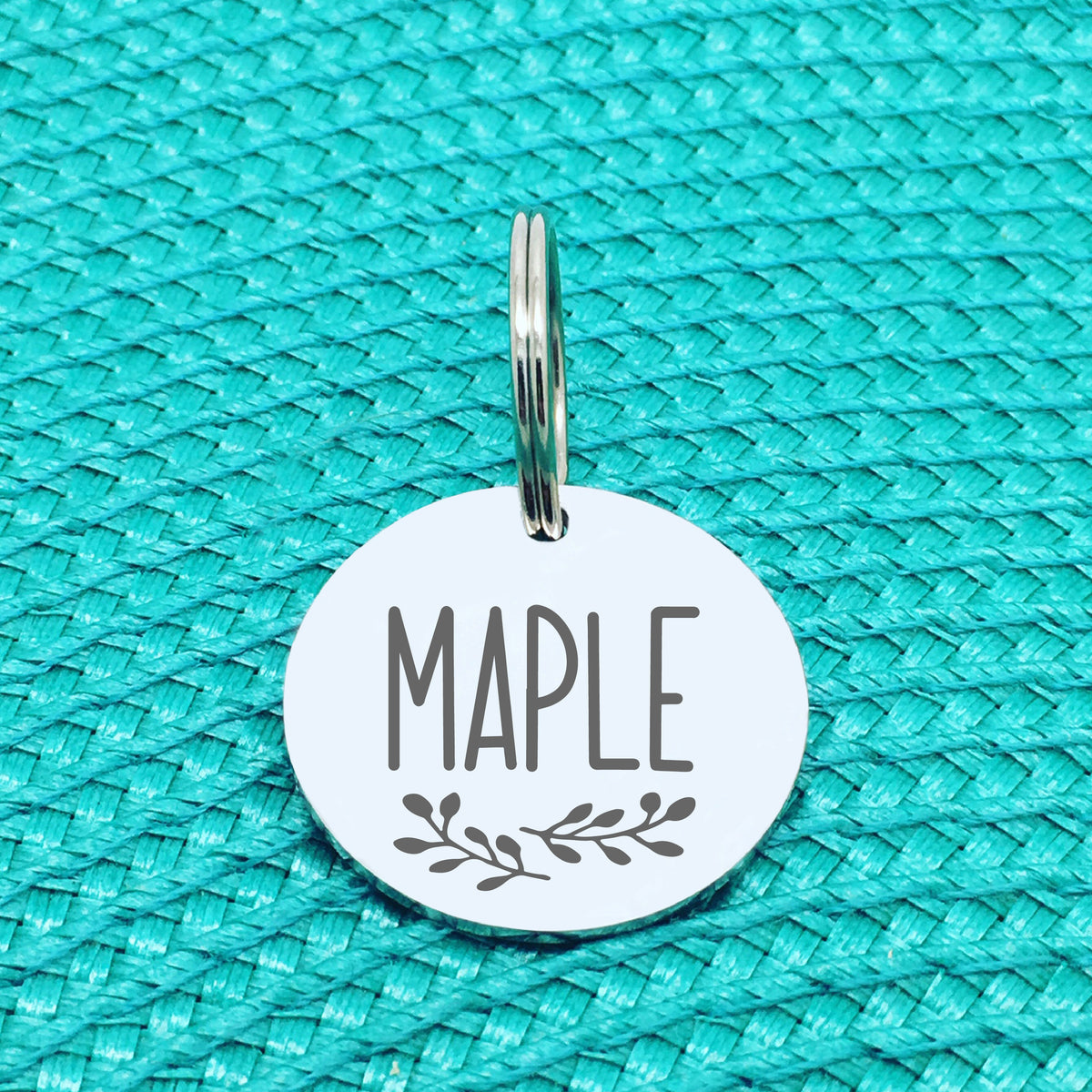 Engraved Personalised Pet Tag, 'Maple' Branch Design (Personalised Custom Engraved Dog Tag)