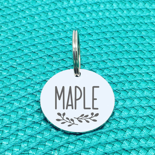 Engraved Personalised Pet Tag, 'Maple' Branch Design (Personalised Custom Engraved Dog Tag)