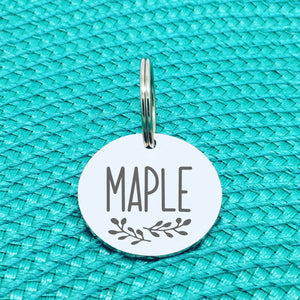 Engraved Personalised Pet Tag, 'Maple' Branch Design (Personalised Custom Engraved Dog Tag)