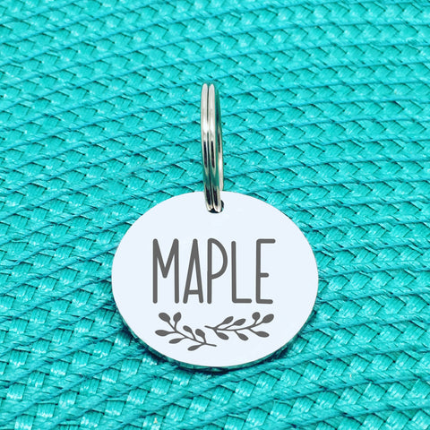 Engraved Personalised Pet Tag, 'Maple' Branch Design (Personalised Custom Engraved Dog Tag)
