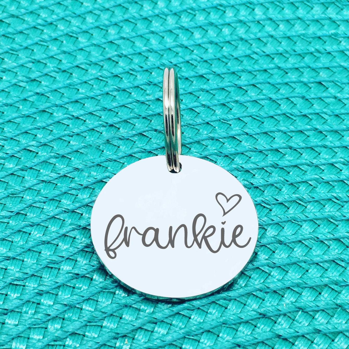 Engraved Custom Pet Tag Frankie Heart Design (Personalised Dog Tag / Personalised Cat Tag)