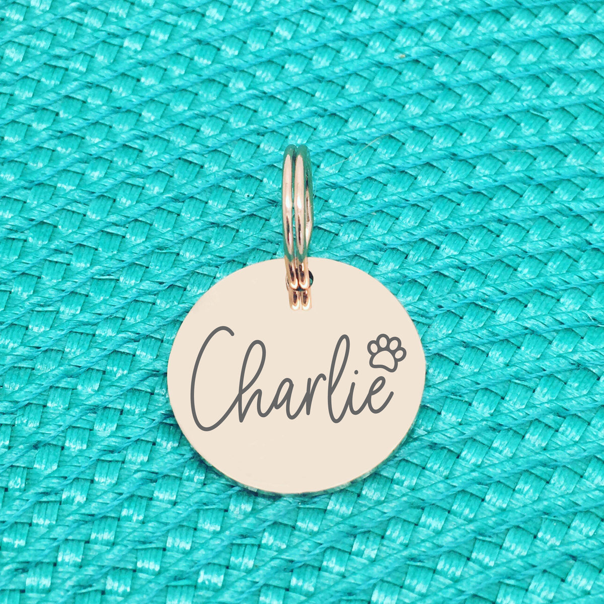 Rose Gold Personalised Dog Tag, Saxon Paw Print Design (Personalised Dog Tag / Personalised Cat Tag)