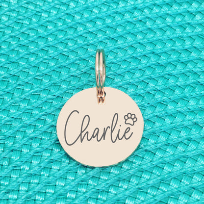 Rose Gold Personalised Dog Tag, Saxon Paw Print Design (Personalised Dog Tag / Personalised Cat Tag)