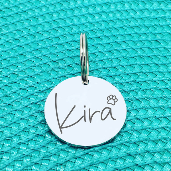 Personalised Pet Tag, Rocky Design with Paw Print Image (Personalised Dog Tag / Personalised Cat Tag)