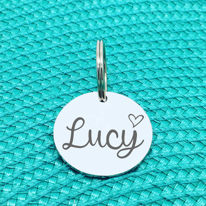 Engraved Custom Pet Tag Frankie Heart Design (Personalised Dog Tag / Personalised Cat Tag)
