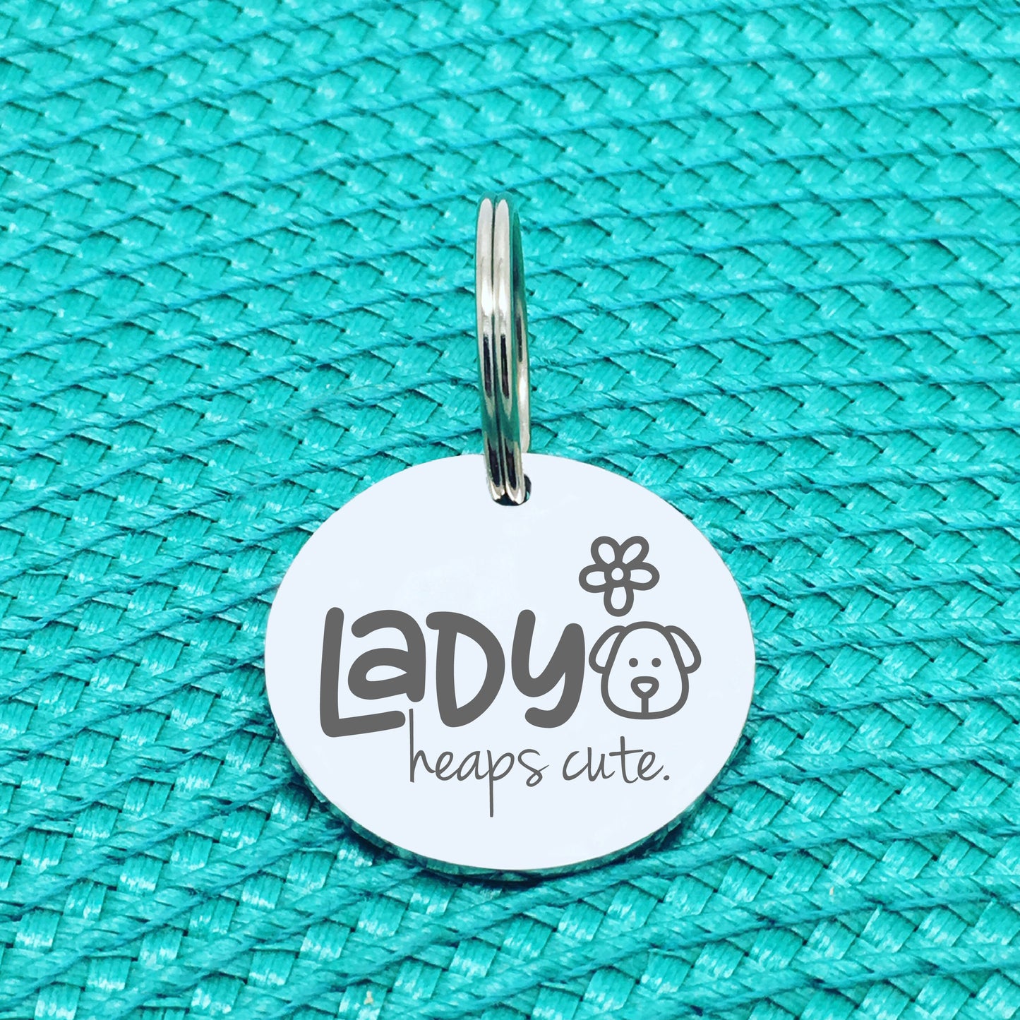Personalised Pet Tag, 'Evie' Heaps Cute Design (Personalised Custom Engraved Dog Tag)
