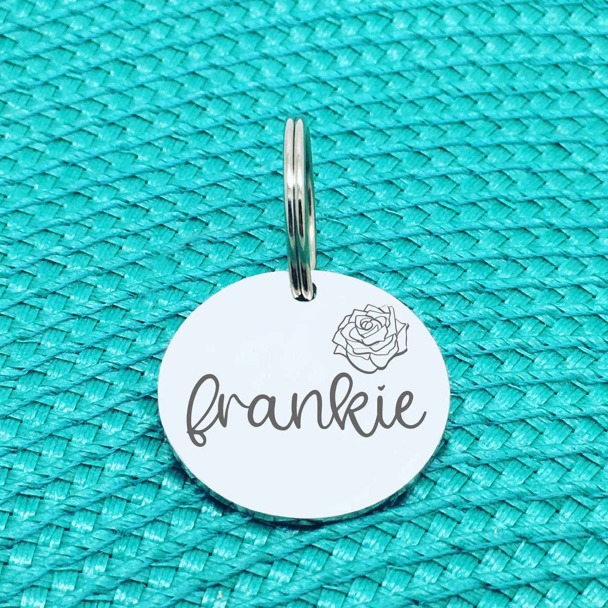 Personalised Pet Tag, 'Rose' Floral Design (Personalised Custom Engraved Dog Tag)