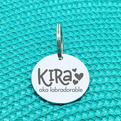 Personalised Pet Tag, 'Lucy' Aka Labradorable Design (Personalised Custom Engraved Dog Tag)