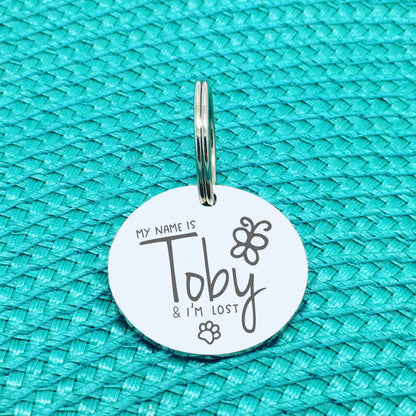 Personalised Pet Tag, 'Olive' I'm Lost Design (Personalised Custom Engraved Dog Tag)
