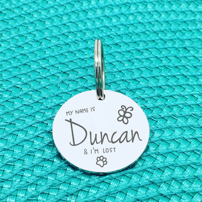 Personalised Pet Tag, 'Olive' I'm Lost Design (Personalised Custom Engraved Dog Tag)