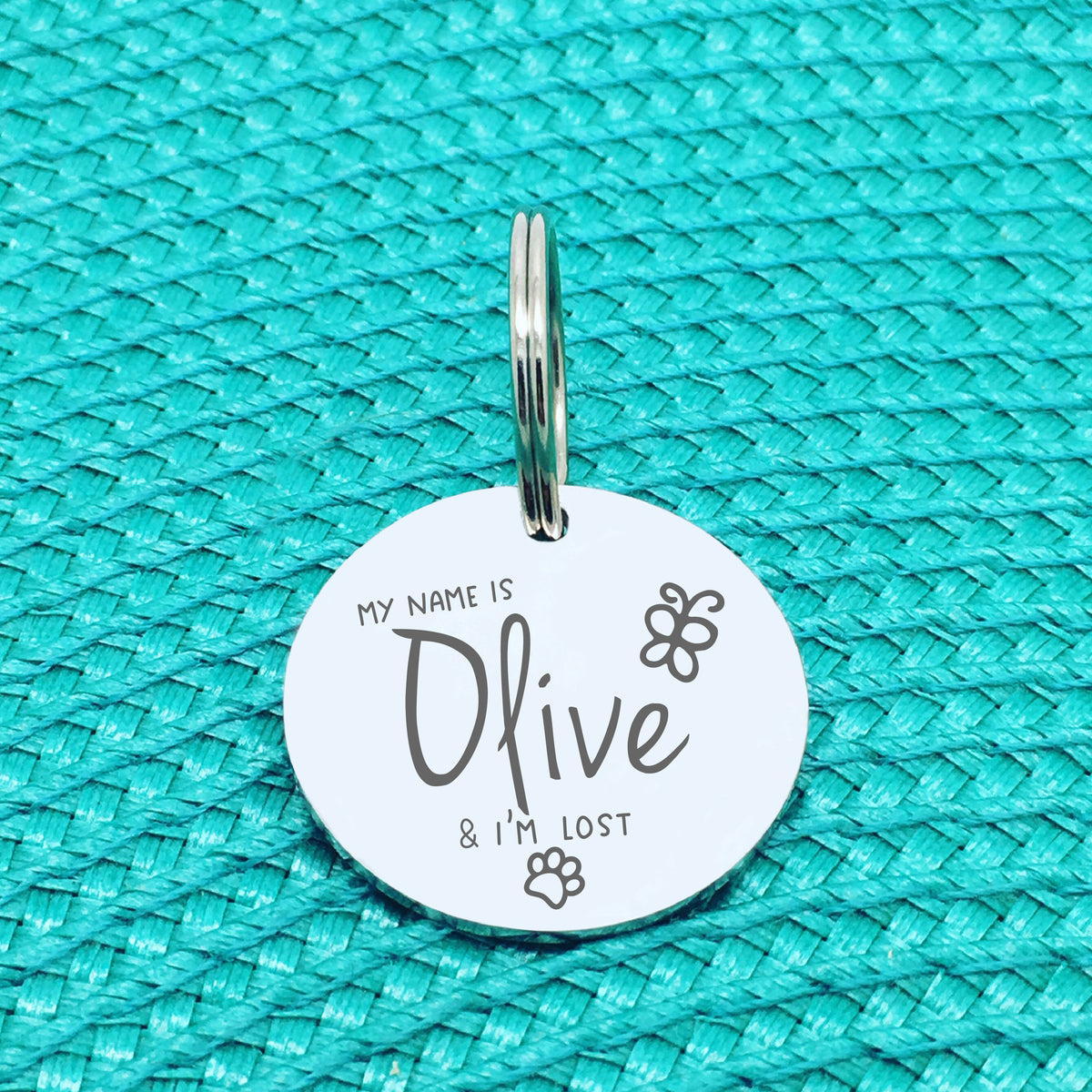 Personalised Pet Tag, 'Olive' I'm Lost Design (Personalised Custom Engraved Dog Tag)