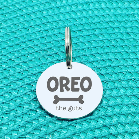 Personalised Pet Tag, 'The Guts' Design (Personalised Custom Engraved Dog Tag)