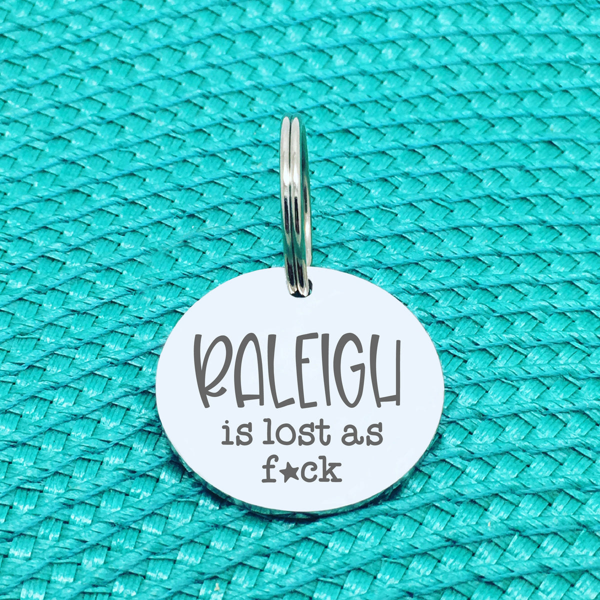 Personalised Pet Tag, 'Lost As Fuck' Design (Personalised Custom Engraved Dog Tag)