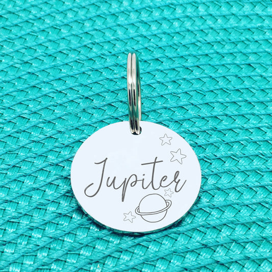 Personalised Pet Tag, Jupiter Space Design with Stars and Space Images (Personalised Dog Tag / Personalised Cat Tag)