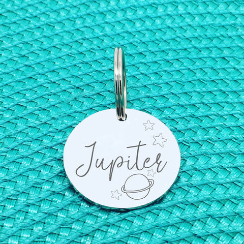 Personalised Pet Tag, Jupiter Space Design with Stars and Space Images (Personalised Dog Tag / Personalised Cat Tag)