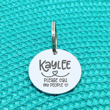 Personalised Pet Tag, 'Nora' Please Call My People Design (Personalised Custom Engraved Dog Tag)