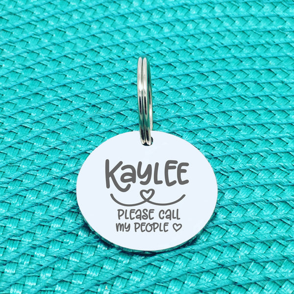 Personalised Pet Tag, 'Nora' Please Call My People Design (Personalised Custom Engraved Dog Tag)