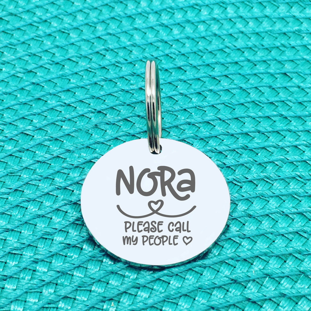 Personalised Pet Tag, 'Nora' Please Call My People Design (Personalised Custom Engraved Dog Tag)