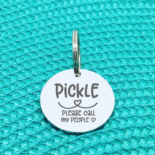 Personalised Pet Tag, 'Nora' Please Call My People Design (Personalised Custom Engraved Dog Tag)