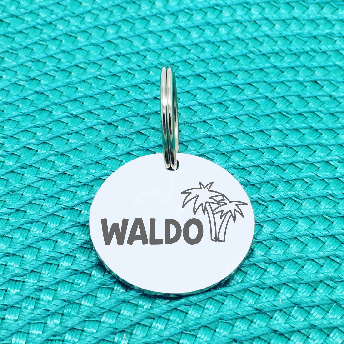 Engraved Personalised Pet Tag, 'Cali' Palm Tree Design (Personalised Custom Engraved Dog Tag)