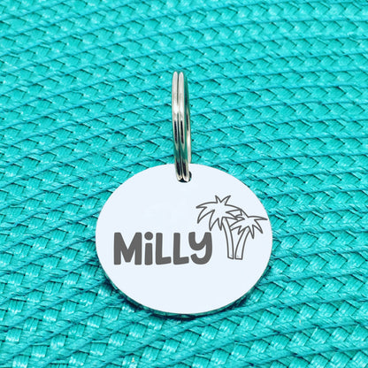 Engraved Personalised Pet Tag, 'Cali' Palm Tree Design (Personalised Custom Engraved Dog Tag)