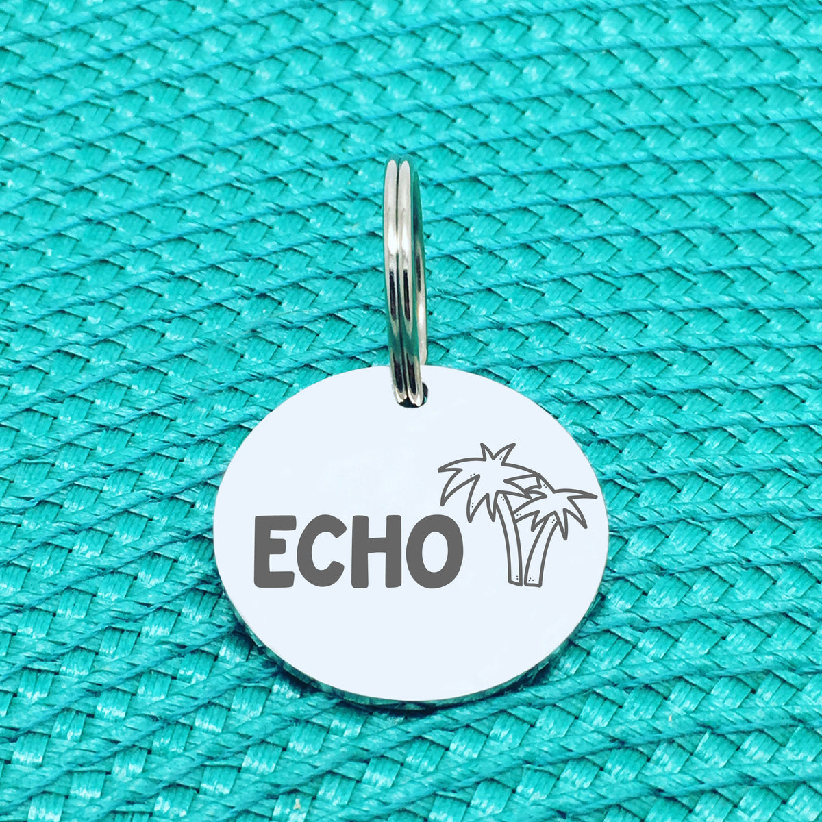 Engraved Personalised Pet Tag, 'Cali' Palm Tree Design (Personalised Custom Engraved Dog Tag)