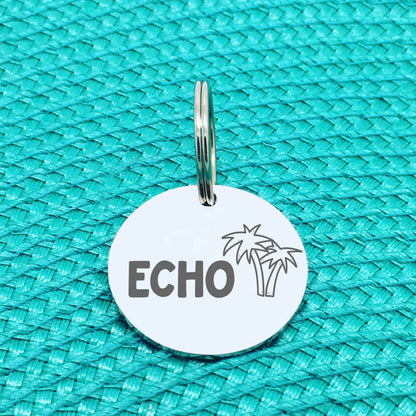 Engraved Personalised Pet Tag, 'Cali' Palm Tree Design (Personalised Custom Engraved Dog Tag)