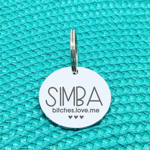 Personalised Pet Tag, 'Bitches Love Me' Design (Personalised Custom Engraved Dog Tag)