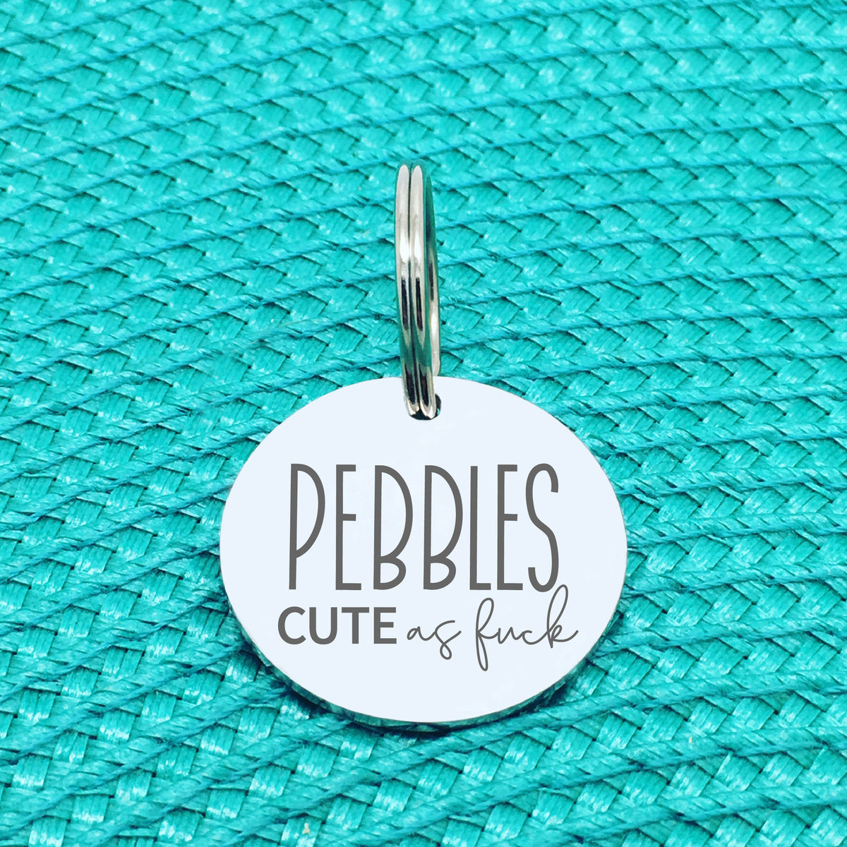Personalised Pet Tag, 'Cute As Fuck' Design (Personalised Custom Engraved Dog Tag)