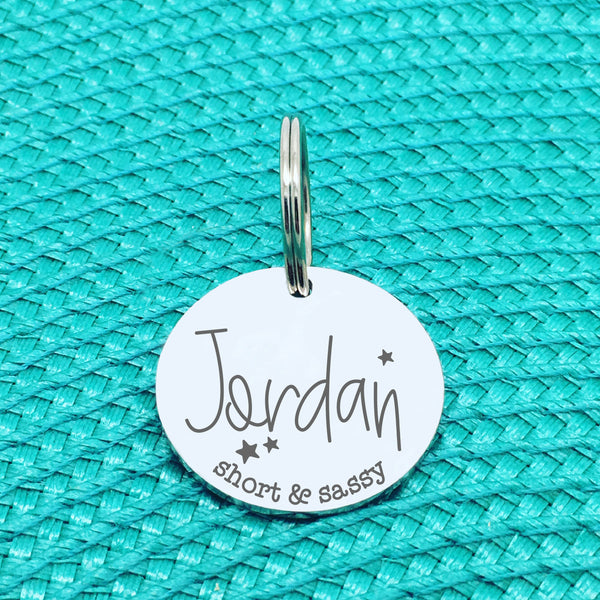 Personalised Pet Tag, 'Short & Sassy' Design (Personalised Custom Engraved Dog Tag)