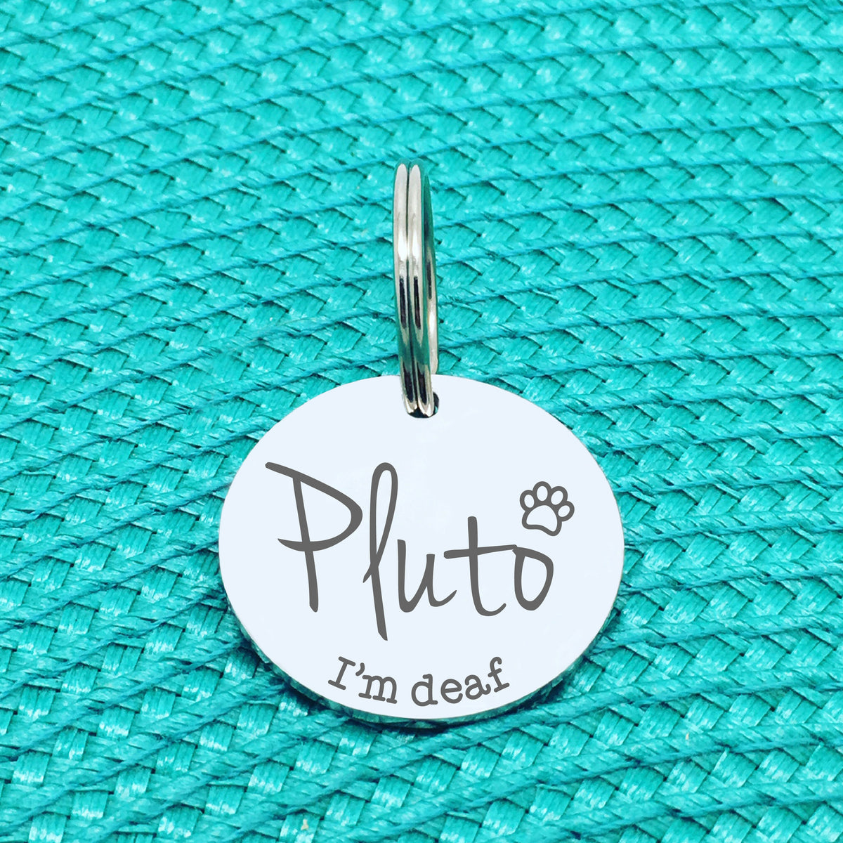 Personalised Pet Tag, 'I'm Deaf' Design (Personalised Custom Engraved Dog Tag)