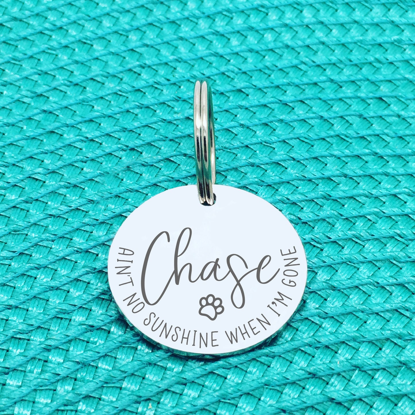 Personalised Pet Tag, 'Aint No Sunshine When I'm Gone' Design (Personalised Custom Engraved Dog Tag)