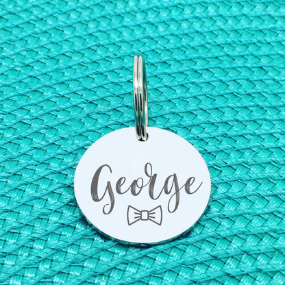 Engraved Custom Pet Tag Bow Tie Design (Personalised Dog Tag / Personalised Cat Tag)