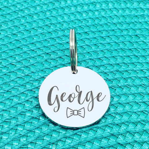 Engraved Custom Pet Tag Bow Tie Design (Personalised Dog Tag / Personalised Cat Tag)