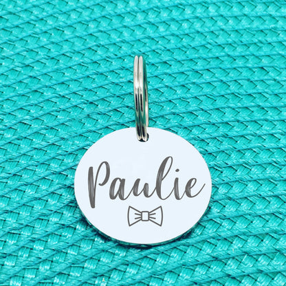 Engraved Custom Pet Tag Bow Tie Design (Personalised Dog Tag / Personalised Cat Tag)