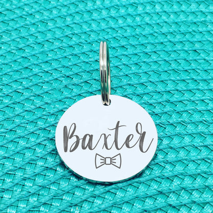Engraved Custom Pet Tag Bow Tie Design (Personalised Dog Tag / Personalised Cat Tag)