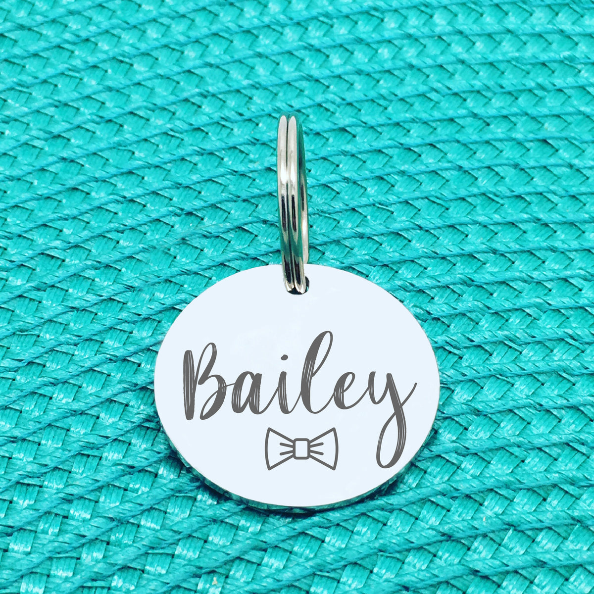 Engraved Custom Pet Tag Bow Tie Design (Personalised Dog Tag / Personalised Cat Tag)