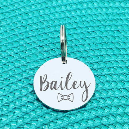 Engraved Custom Pet Tag Bow Tie Design (Personalised Dog Tag / Personalised Cat Tag)