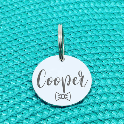 Engraved Custom Pet Tag Bow Tie Design (Personalised Dog Tag / Personalised Cat Tag)